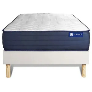 ACTISOM Ensemble sommier matelas 90x190 Actimemo life Mémoire de forme - 22 cm - Très ferme - sommier kit Blanc pas cher