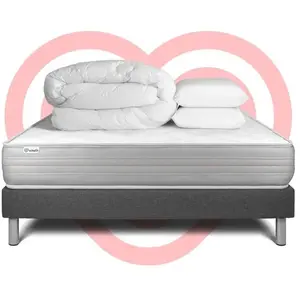 VITALIT Pack Prêt A Dormir Vitalmemo 140 X 190 Cm Sommier Kit Gris pas cher