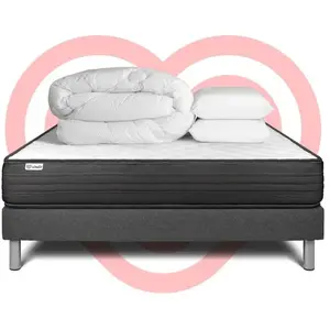 VITALIT Pack Prêt A Dormir Vitalpower 140 X 190 Cm Sommier Kit Gris pas cher