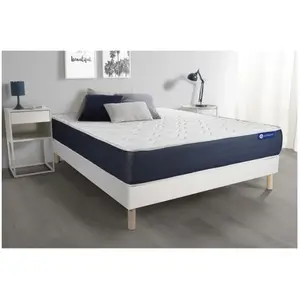 ACTISOM Ensemble sommier matelas 160x200 Actilatex sleep Latex et mémoire de forme - 22 cm - Equilibré - sommier kit Blanc pas cher