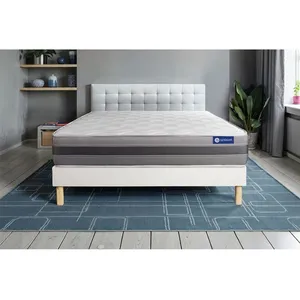 Actisom Ensemble Matelas Actilatex Relax Latex Et Memoire De Forme 200x200 Cm Maxi Epaisseur 5zones De Confort + Sommier Kit Blanc pas cher
