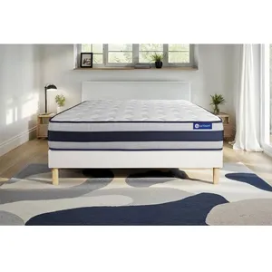 Actisom Ensemble Matelas Memoire De Forme Actimemo Ergo 140x190 Cm Maxi Epaisseur 5zones De Confort + Sommier Kit Blanc pas cher