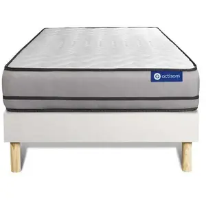 Actisom Ensemble Matelas Actilatex 90x190cm 2 Faces A Mémoire De Forme + Latex 3zones De Confort + Sommier Kit Blanc pas cher