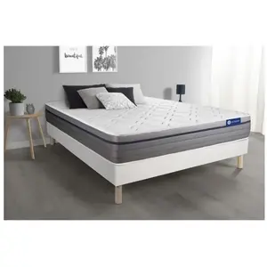 Comparateur de prix : ACTISOM Ensemble sommier matelas 140x190 Actimemo zen Mémoire de forme - 26 cm - Equilibré - sommier kit Blanc