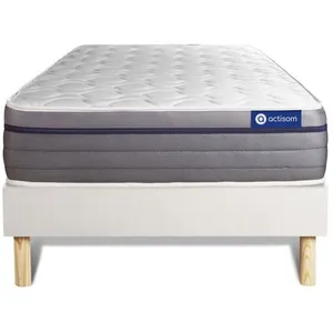 Actisom Ensemble Matelas Memoire De Forme Actimemo Zen 90x200 Maxi Epaisseur 7zones De Confort + Sommier Kit Blanc pas cher