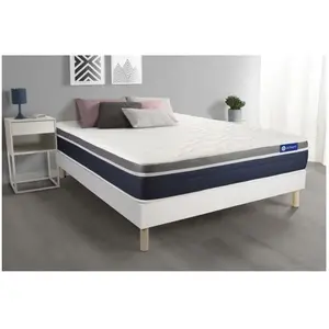 ACTISOM Ensemble sommier matelas 200x200 Actimemo confort Mémoire de forme - 26 cm - Mi-ferme - sommier kit Blanc pas cher