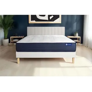 ACTISOM Ensemble sommier matelas 200x200 Actilatex life Latex et mémoire de forme - 22 cm - Très ferme - sommier kit Blanc pas cher