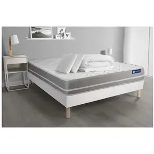 Actisom Pack Prêt A Dormir Matelas Memoire De Forme Actimemo Touch 140x190 3zones Confort + Sommier Kit Blanc + 2 Oreillers + Couette pas cher