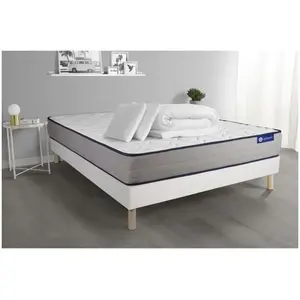Actisom Pack Prêt A Dormir Matelas Memoire De Forme Actimemo Form 180x200 Cm 5zones Confort + Sommier Kit Blanc + 2 Oreillers+Couette pas cher