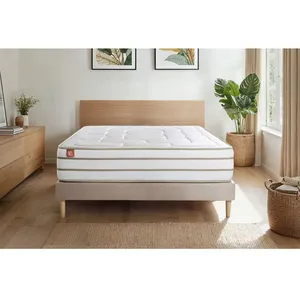 Pack Prêt A Dormir Matelas Le Douillet 140x200cm Memoire De Forme Biovisco + Sommier Beige + 2 Oreillers + Couette pas cher