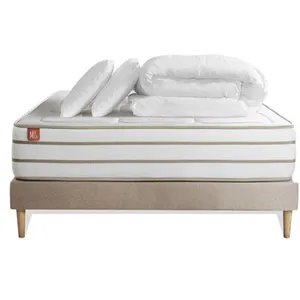 Pack Prêt A Dormir Matelas Le Douillet 140x200cm Memoire De Forme Biovisco + Sommier Kit Beige + 2 Oreillers + Couette pas cher
