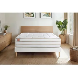 Ensemble LE DOUILLET 200x200cm Mémoire de forme BioVisco - Maxi épaisseur 26cm + sommier kit Blanc pas cher