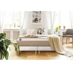 Ensemble LE SOYEUX 200x200cm Ressorts ensachés + Mémoire de forme BioVisco - Ep. 24cm + double sommiers Blanc pas cher