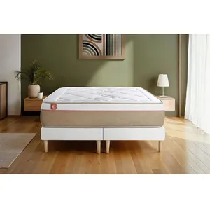 Pack matelas LE SOYEUX 180x200cm Ressorts ensachés + Mémoire de forme BioVisco + double sommiers Blanc pas cher