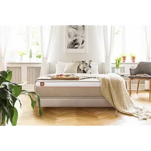 Ensemble LE SOYEUX 90x200cm Ressorts ensaches + Memoire de forme BioVisco - Ep. 24cm + sommier kit Beige pas cher