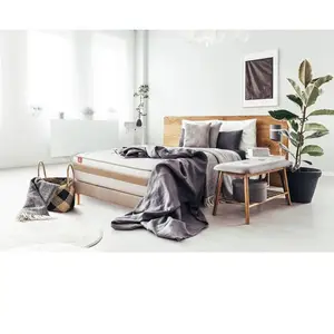 Ensemble LE RAFFINÉ 140x200cm Ressorts ensachés + Mémoire de forme BioVisco - Maxi épaisseur 26cm + sommier kit Beige pas cher
