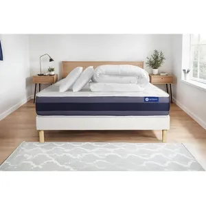 Actisom Pack Prêt A Dormir Matelas Latex + Memoire De Forme Actilatex Morpho 180x200 Cm + Sommier Kit Blanc + 2 Oreillers + Couette pas cher