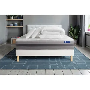 Actisom Pack Prêt A Dormir Matelas Actilatex Relax Latex Et Memoire De Forme 140x190 Cm + Sommier Kit Blanc + 2 Oreillers + Couette pas cher