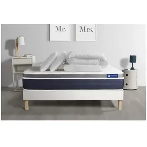 Actisom Pack Prêt A Dormir Actilatex Confort Matelas Latex + Memoire De Forme 180x200 Cm + Sommier Kit Blanc + 2 Oreillers + Couette pas cher