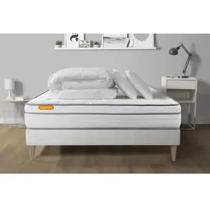 Pack Literie Memo Luxe 140x200 Ressorts ensachés et mémoire de forme - 26 cm - Equilibré - Septnuits pas cher