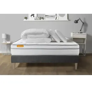 Septnuits Pack Matelas + Sommier Kit Gris 140x190 Memo Luxe Ressorts E... pas cher