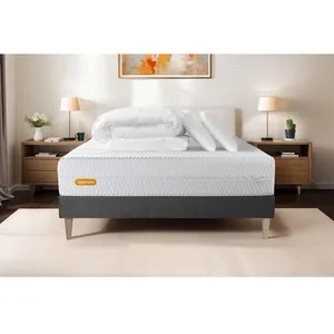 Septnuits Pack Matelas + Sommier Kit Gris 140x190 Memo Bio Mousse A Me...