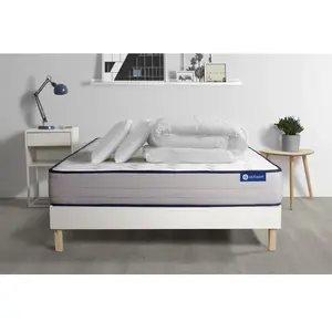 Actisom Pack Prêt A Dormir Matelas Latex Et Memoire De Forme Actilatex Form 140x200 Cm + Sommier Kit Blanc + 2 Oreillers + Couette pas cher