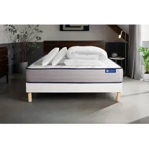 Actisom Pack Prêt A Dormir Matelas Latex Et Memoire De Forme Actilatex Form 200x200 Cm + Sommier Kit Blanc + 2 Oreillers + Couette pas cher