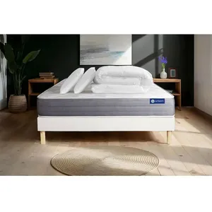 Actisom Pack Prêt A Dormir Matelas Actilatex Dream Latex Et Memoire De Forme 140x200 Cm + Sommier Kit Blanc + 2 Oreillers + Couette pas cher