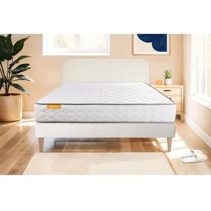 Comparateur de prix : SEPTNUITS Ensemble sommier matelas 140x190 Memo Mémoire de forme - 20 cm - Très ferme - sommier kit blanc