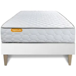 SEPTNUITS Matelas Memoire de forme + sommier kit blanc 90x190 Memo pas cher
