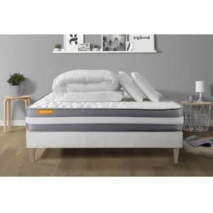 Comparateur de prix : Septnuits Pack Matelas + Sommier Kit Blanc 180x200 Memo Plus Memoire D...