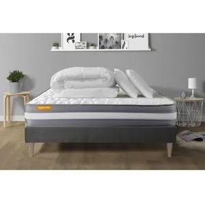 Septnuits Pack Matelas + Sommier Kit Gris 180x200 Memo Plus Memoire De... pas cher