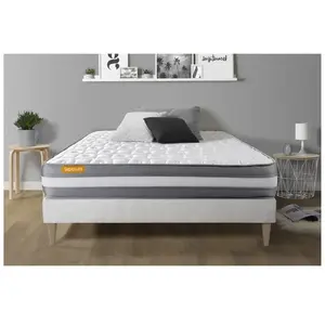 Comparateur de prix : SEPTNUITS Ensemble sommier matelas 140x190 Memo plus Mémoire de forme - Ferme - Blanc