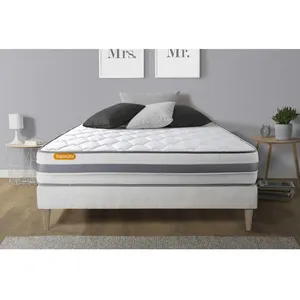Comparateur de prix : SEPTNUITS Ensemble sommier matelas 140x200 Memo spring Ressorts ensachés et mémoire de forme - 22 cm - Ferme - sommier kit blanc