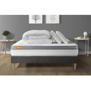 Septnuits Pack Matelas + Sommier Kit Gris 180x200 Memo Zen Mousse A Me... pas cher
