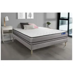 ACTISOM Ensemble sommier matelas 140x190 Actilatex night - 20 cm - Très ferme - sommier kit gris pas cher