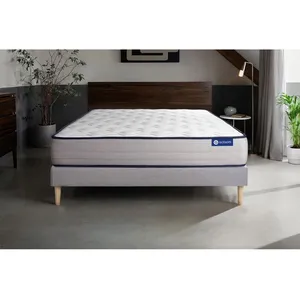 ACTISOM Ensemble sommier matelas 140x200 Actilatex form - 22 cm - Ferme - sommier kit gris pas cher