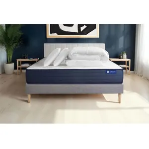 Actisom Pack Prêt A Dormir Matelas Actilatex Life 140x200 Cm Latex Et Memoire De Forme + Sommier Kit Gris + 2 Oreillers + Couette pas cher