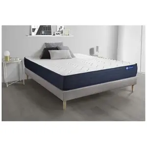 ACTISOM Ensemble sommier matelas 140x190 Actilatex life - 22 cm - Très ferme - sommier kit gris pas cher