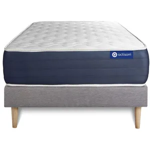 ACTISOM Ensemble sommier matelas 90x200 Actilatex sleep - 22 cm - Equilibré - sommier kit gris pas cher