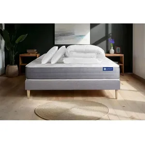 Actisom Pack Prêt A Dormir Matelas Actilatex Dream Latex Et Memoire De Forme 160x200 Cm + Sommier Kit Gris + 2 Oreillers + Couette pas cher
