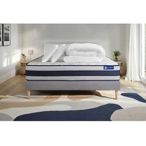 Actisom Pack Prêt A Dormir Matelas Latex Et Memoire De Forme Actilatex Ergo 160x200 Cm + Sommier Kit Gris + 2 Oreillers + Couette pas cher