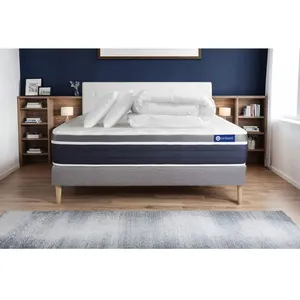 Actisom Pack Prêt A Dormir Actilatex Confort Matelas Latex + Memoire De Forme 140x200 Cm + Sommier Kit Gris + 2 Oreillers + Couette pas cher