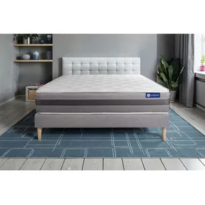 ACTISOM Ensemble sommier matelas 140x190 Actilatex relax - 24 cm - Mi-ferme - sommier kit gris pas cher