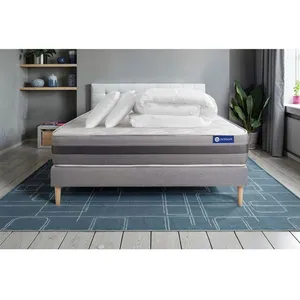 Actisom Pack Prêt A Dormir Matelas Actilatex Relax Latex Et Memoire De Forme 140x200 Cm + Sommier Kit Gris + 2 Oreillers + Couette pas cher