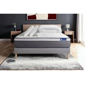 Comparateur de prix : ACTISOM Ensemble sommier matelas 200x200 Actilatex plus - 26 cm - Très ferme - sommier kit gris + 2 oreillers + couette