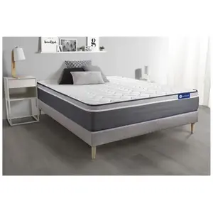 ACTISOM Ensemble sommier matelas 140x200 Actilatex plus - 26 cm - Très ferme - sommier kit gris pas cher