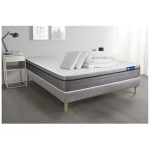 Comparateur de prix : ACTISOM Ensemble sommier matelas 200x200 Actilatex zen - 26 cm - Equilibré - sommier kit gris + 2 oreillers + couette