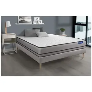 ACTISOM Ensemble sommier matelas 180x200 Actiflex night - 20 cm - Très ferme - sommier kit gris pas cher